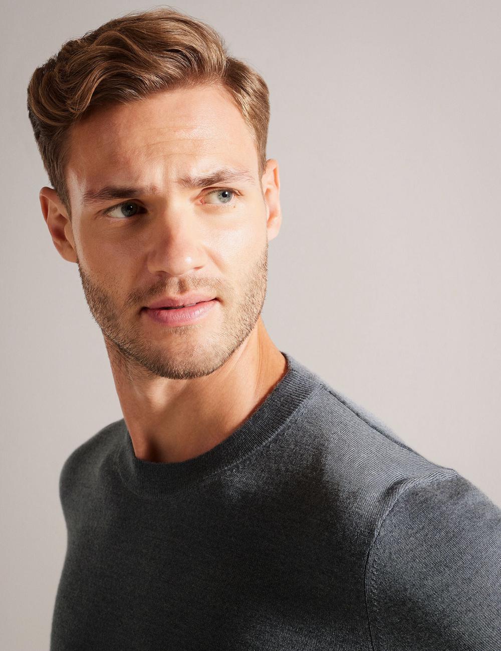 Ted Baker CARNBY - Pure Wool Crew Neck Pullover Herren Charcoal | YHCUL-2615