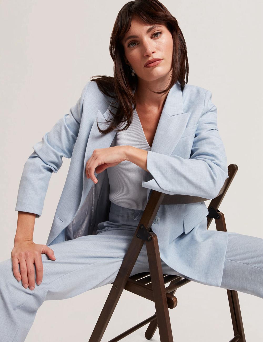 Ted Baker CARNI - Relaxed Tailored Single Breasted Blazer Damen Blau | WVMGA-0469