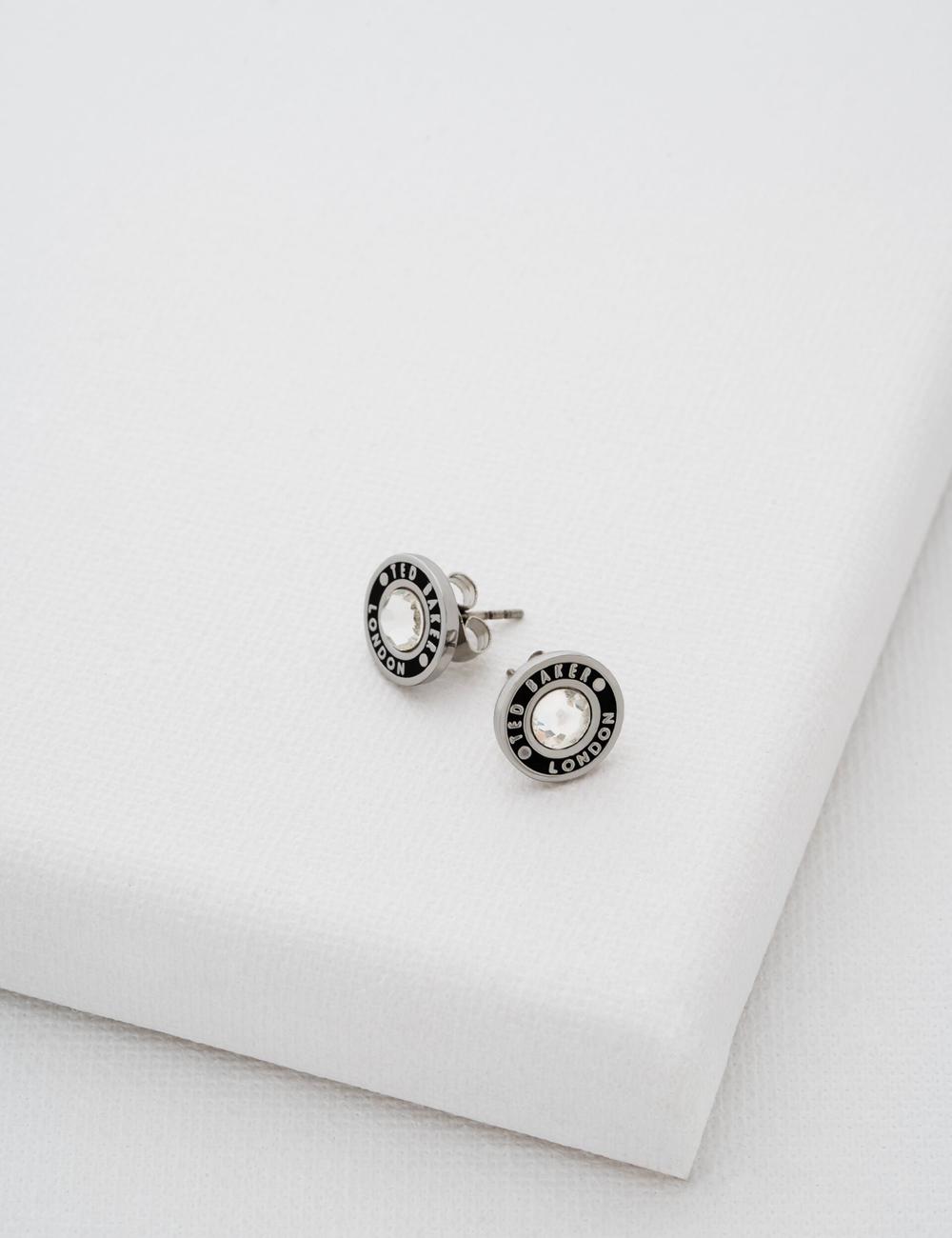 Ted Baker CHERELLE - Branded Crystal Button Stud Ohrringe Damen Silber | MGCRQ-3810