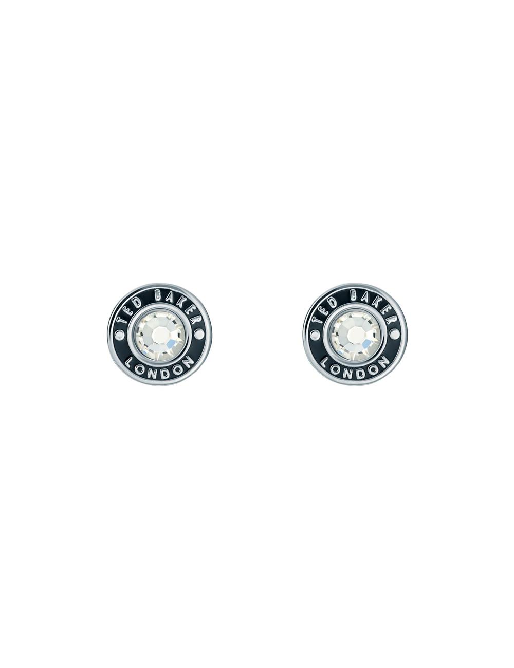 Ted Baker CHERELLE - Branded Crystal Button Stud Ohrringe Damen Silber | MGCRQ-3810