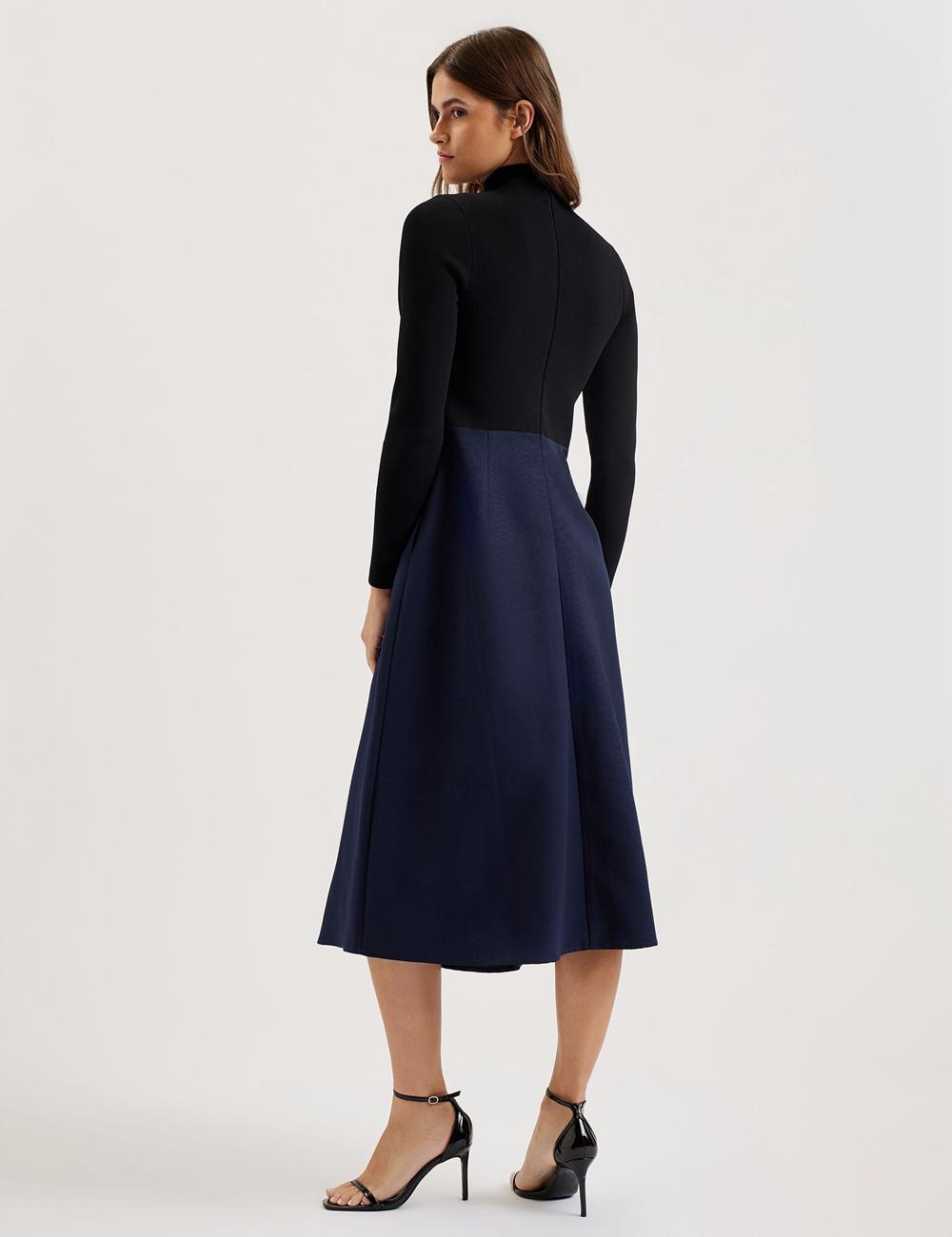 Ted Baker CHIRA - Knit Bodice With Wrap Skirt Midi-kleid Damen Schwarz | ZRHUA-1942