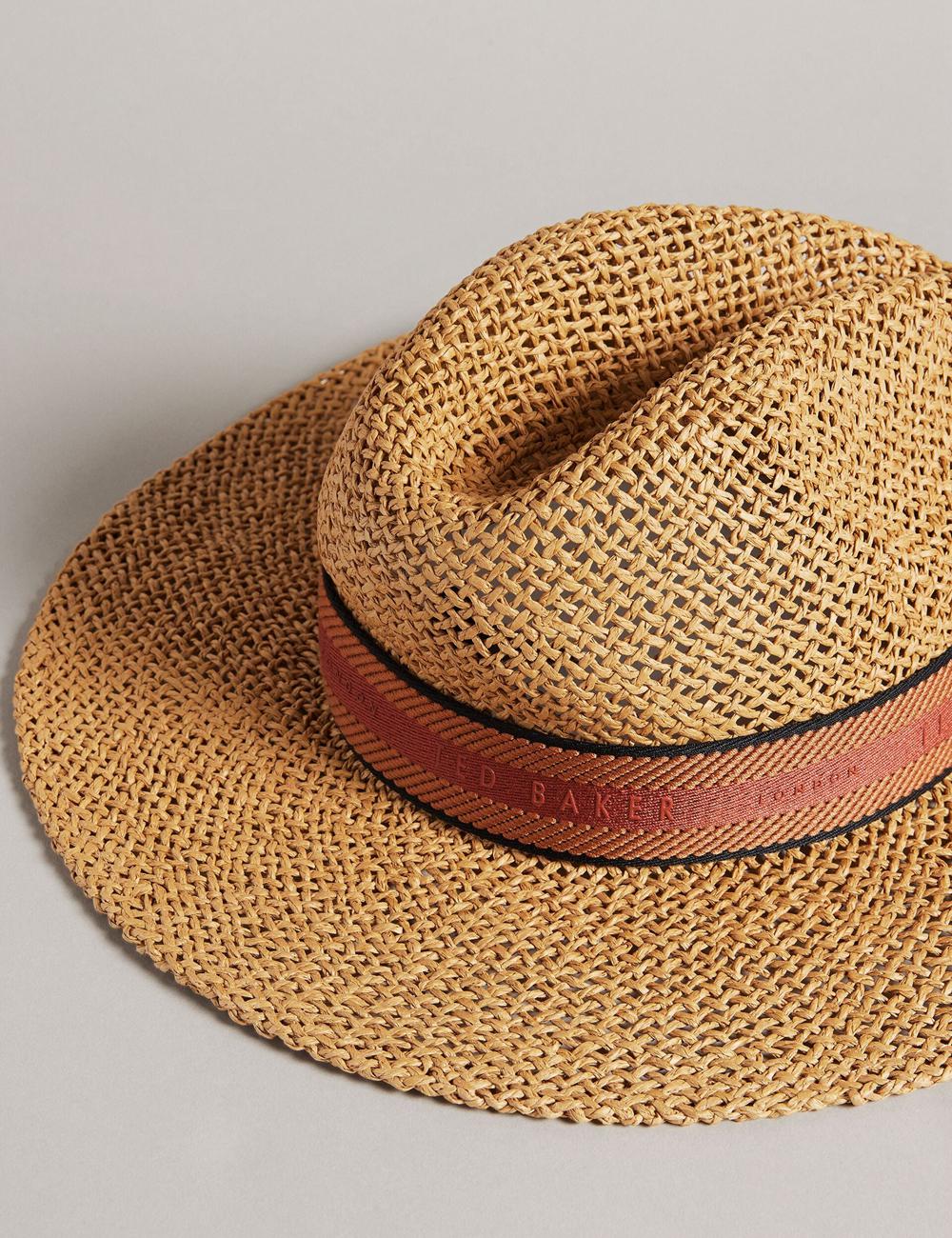 Ted Baker CLAIRIE - Straw Webbing Trim Hüte Damen Ecru | JIZGD-3175