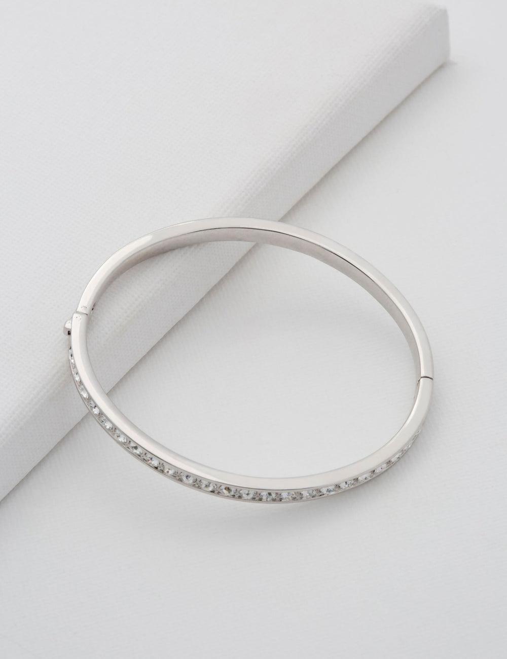 Ted Baker CLEMARA - Crystal Hinge Bangle Armbänder Damen Silber | OPLTN-0345