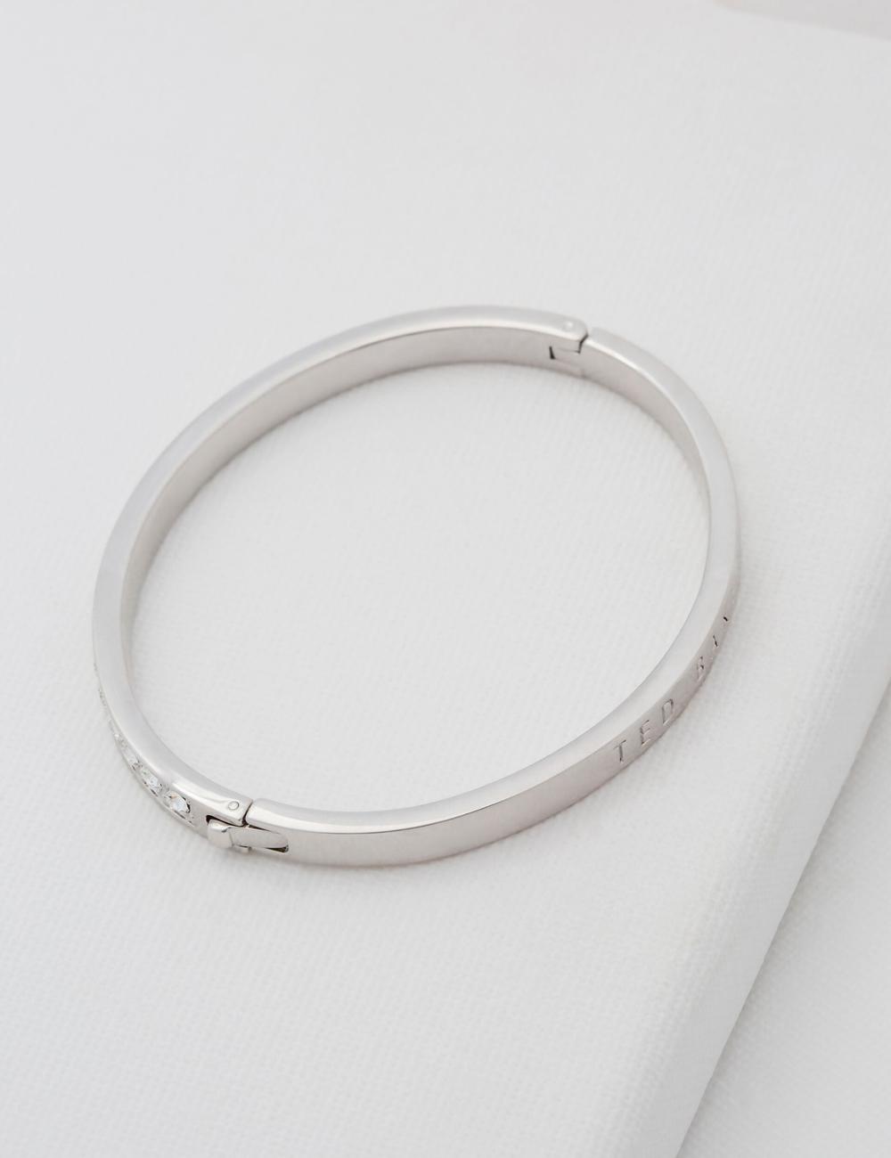 Ted Baker CLEMARA - Crystal Hinge Bangle Armbänder Damen Silber | OPLTN-0345