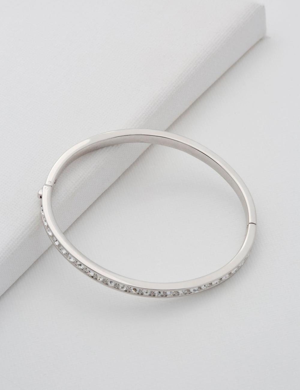 Ted Baker CLEMARA - Crystal Hinge Bangle Armbänder Damen Silber | OPLTN-0345
