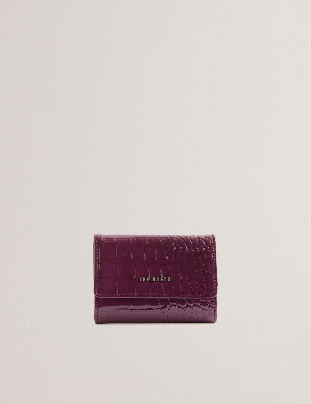 Ted Baker CONILYA - Croc Texture Fold Over Coin Geldbörse Damen Bordeaux | HTPWF-0692