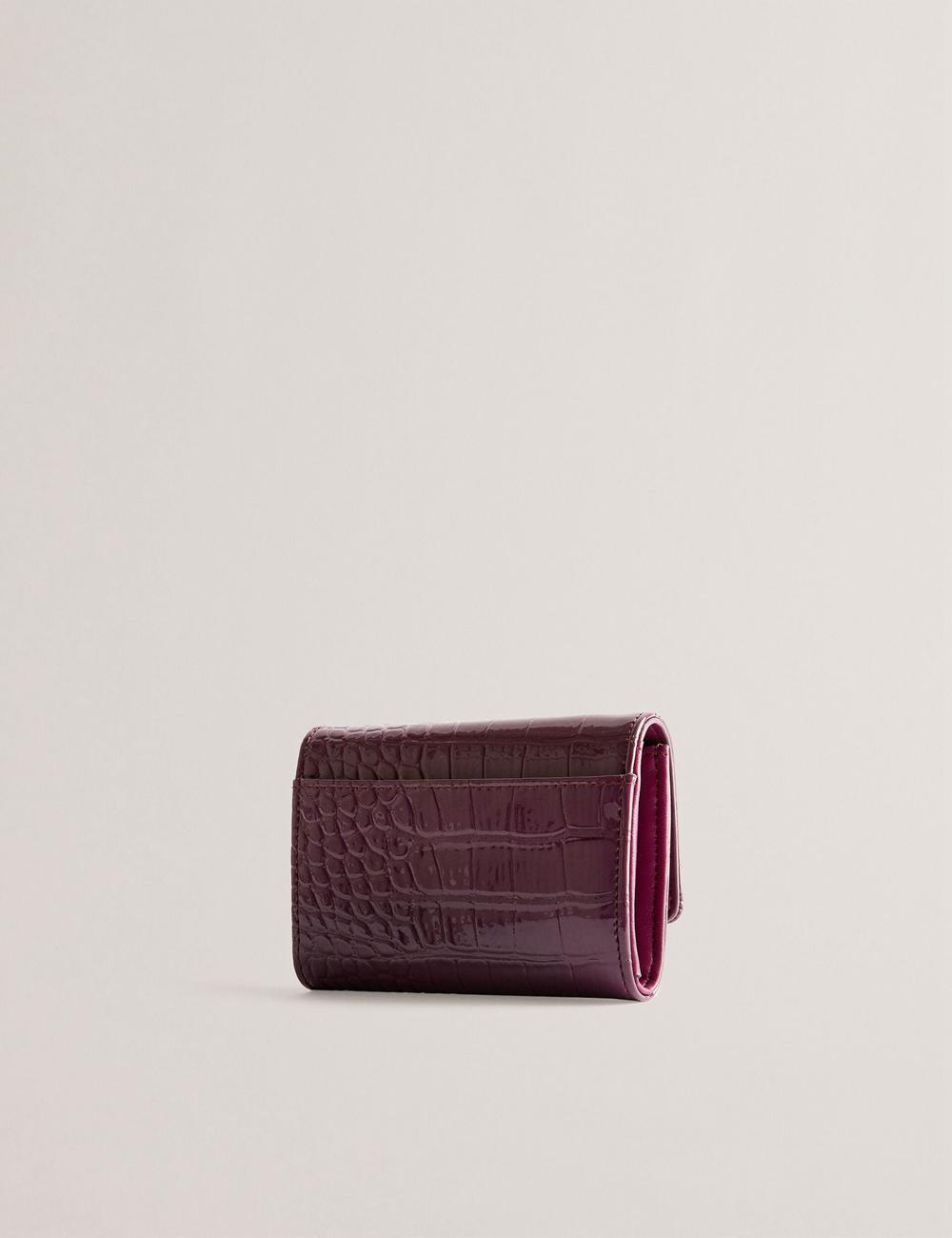 Ted Baker CONILYA - Croc Texture Fold Over Coin Geldbörse Damen Bordeaux | HTPWF-0692