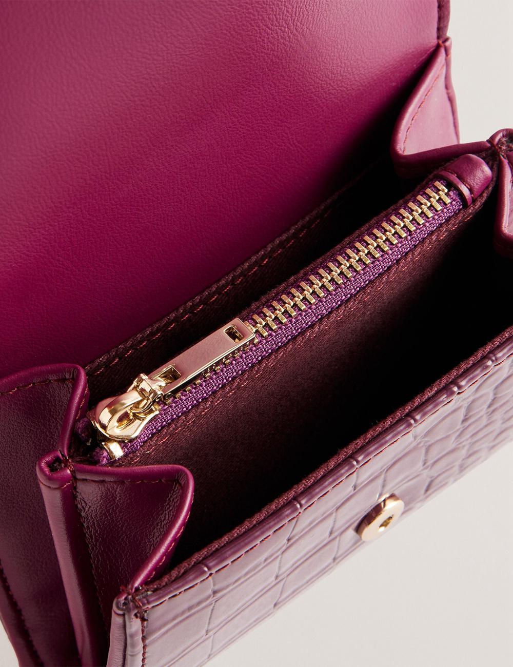 Ted Baker CONILYA - Croc Texture Fold Over Coin Geldbörse Damen Bordeaux | HTPWF-0692