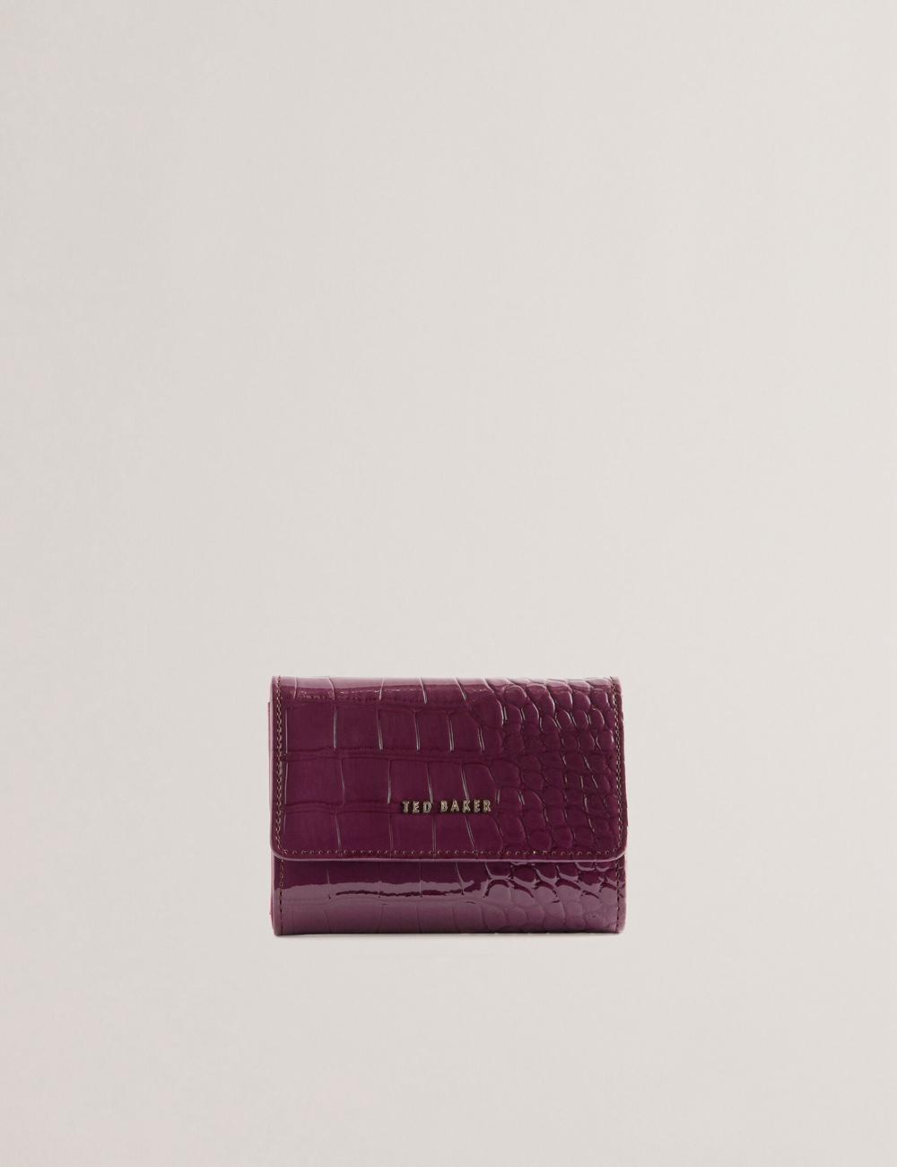 Ted Baker CONILYA - Croc Texture Fold Over Coin Geldbörse Damen Bordeaux | HTPWF-0692