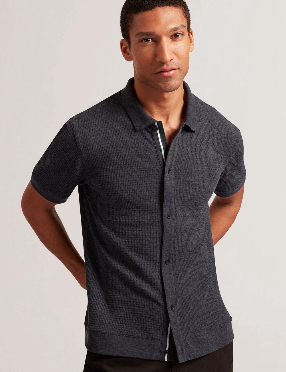 Ted Baker CONNYR - Short Sleeve Button Through Polo Shirts Herren Navy | KRUWM-7896