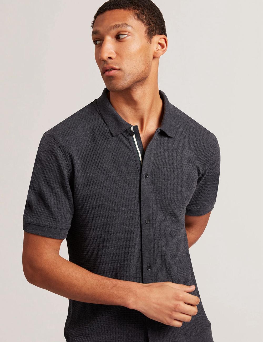 Ted Baker CONNYR - Short Sleeve Button Through Polo Shirts Herren Navy | KRUWM-7896