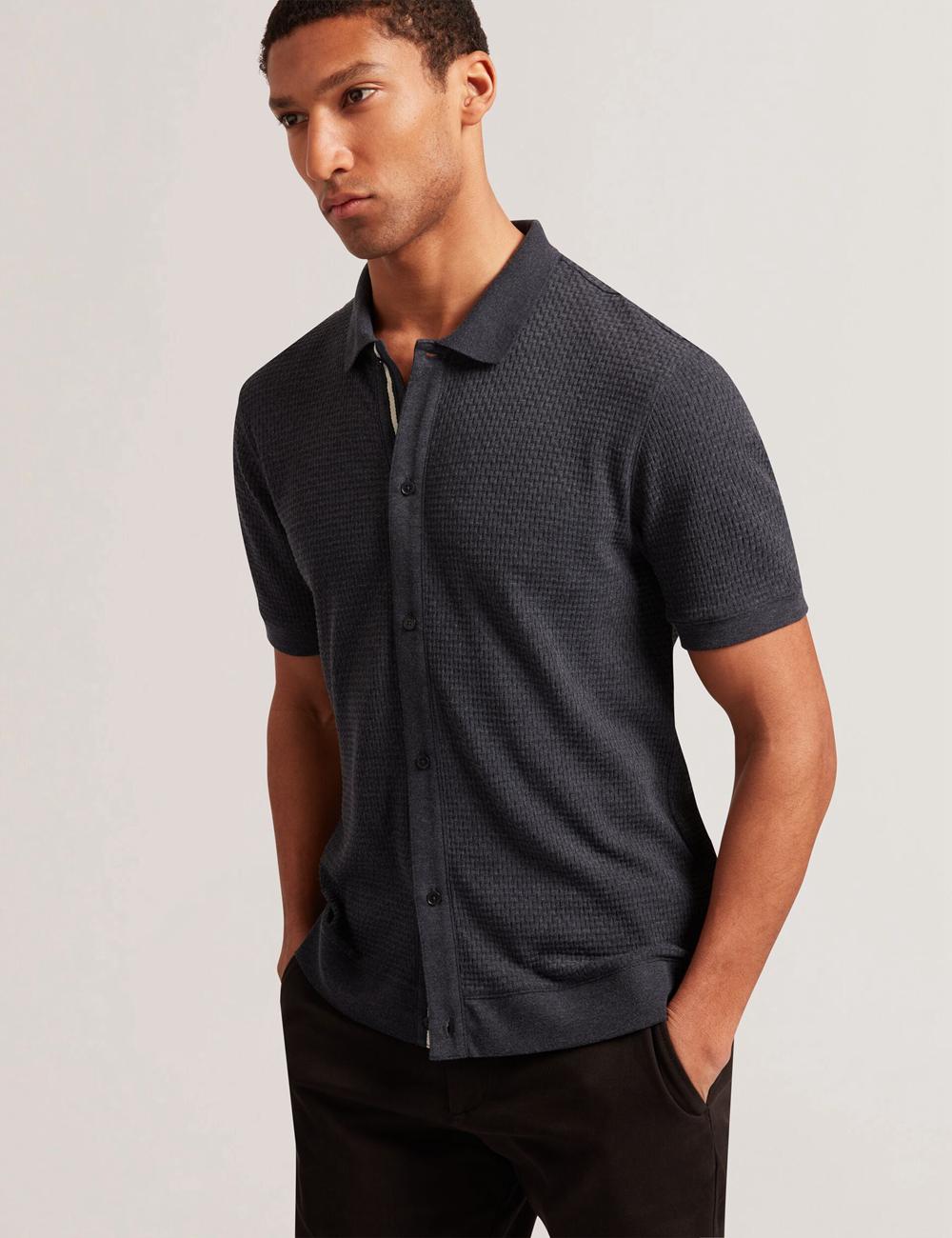 Ted Baker CONNYR - Short Sleeve Button Through Polo Shirts Herren Navy | KRUWM-7896