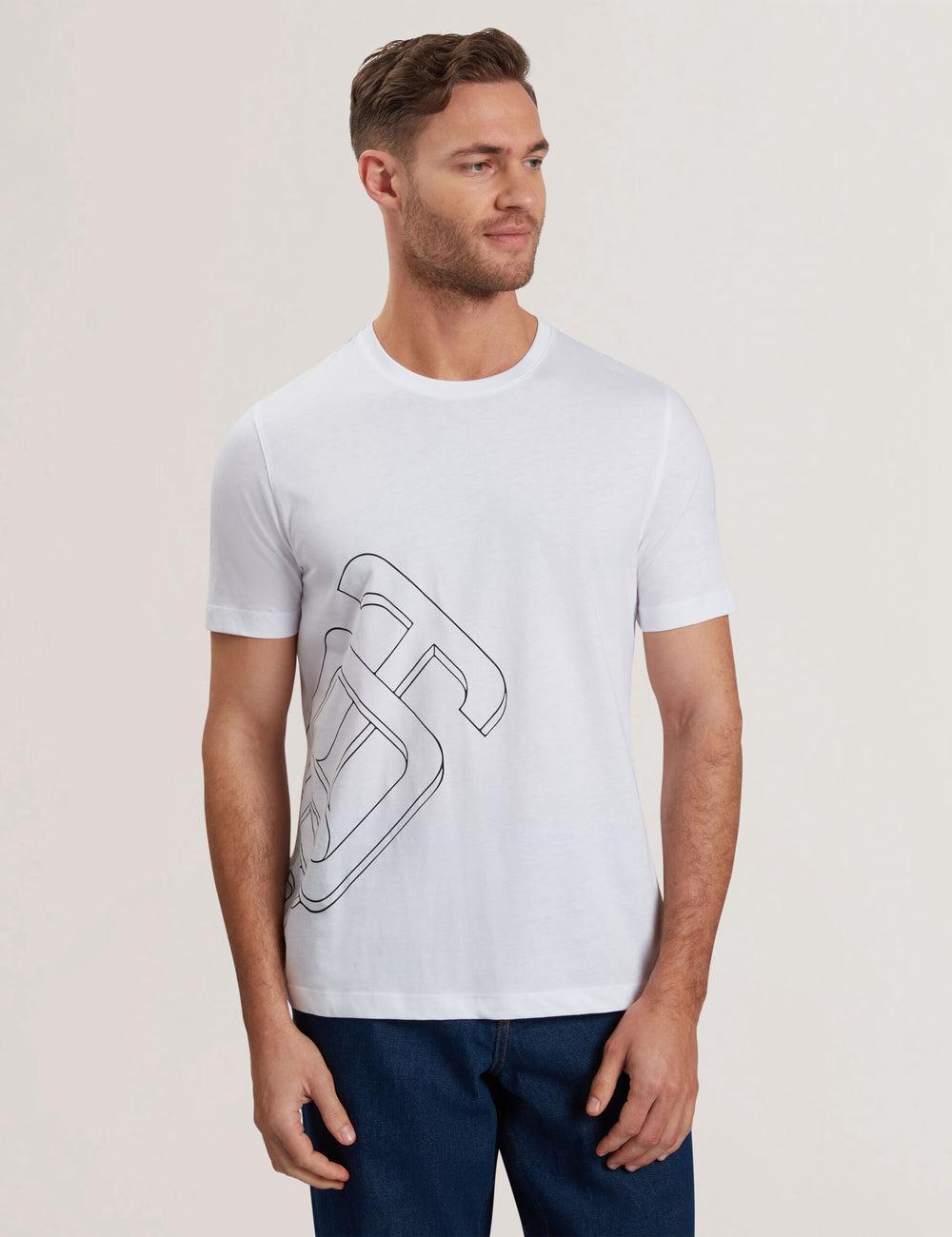 Ted Baker CRAIGEY - Logo Graphic Crew Neck Cotton T-shirts Herren Weiß | SHZWY-1642