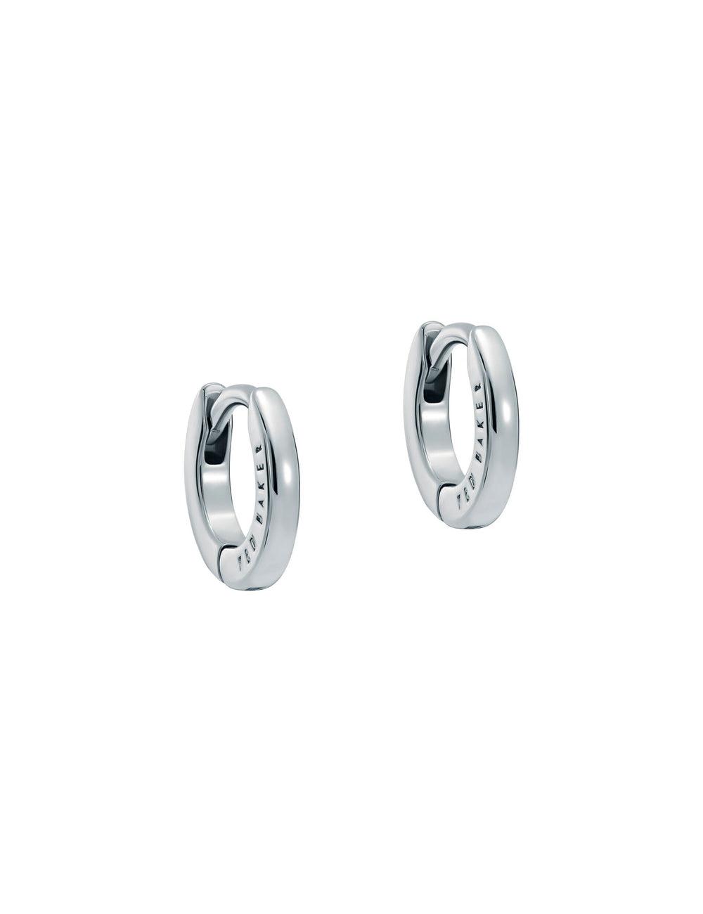 Ted Baker CRISETE - Engraved Logo Huggie Hoop Ohrringe Damen Silber | JALIO-1807
