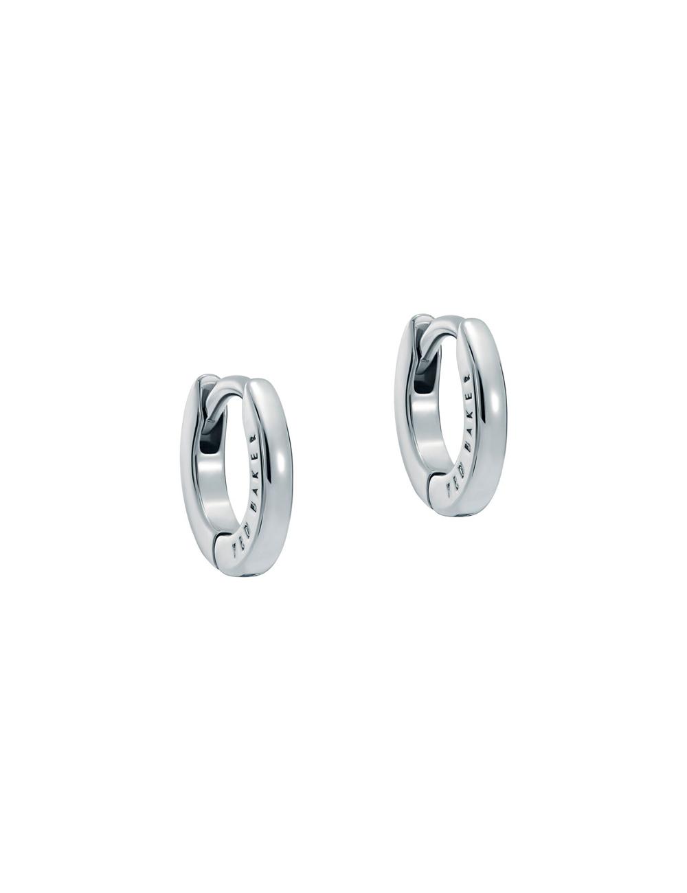 Ted Baker CRISETE - Engraved Logo Huggie Hoop Ohrringe Damen Silber | JALIO-1807