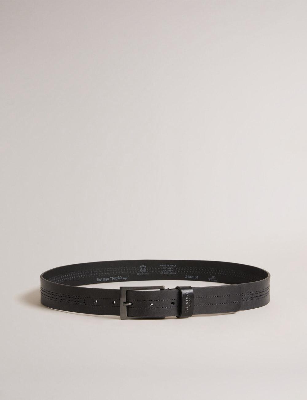 Ted Baker CRISIC - Stitch Detail Leather Gürtel Herren Schwarz | OMGSN-7129