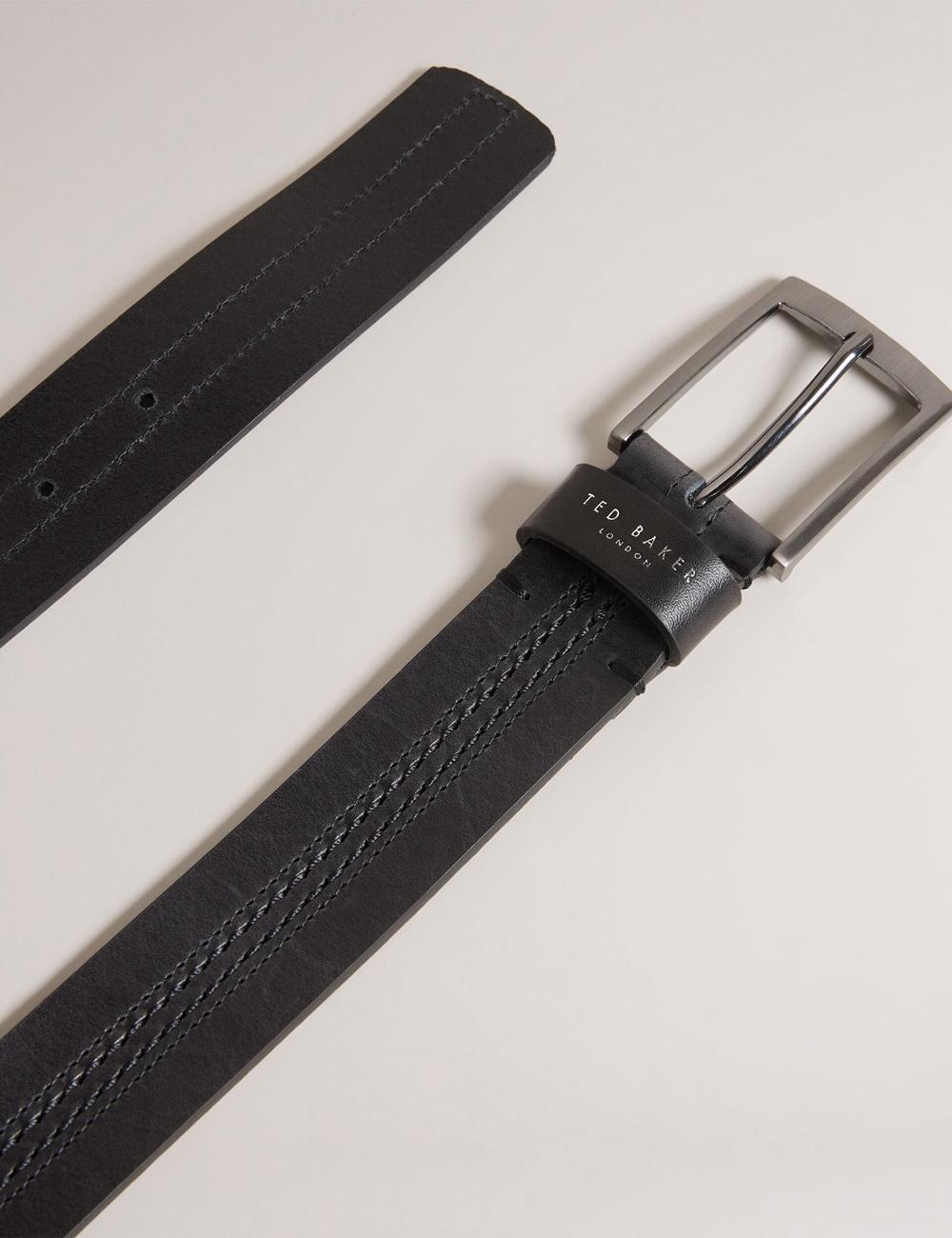 Ted Baker CRISIC - Stitch Detail Leather Gürtel Herren Schwarz | OMGSN-7129
