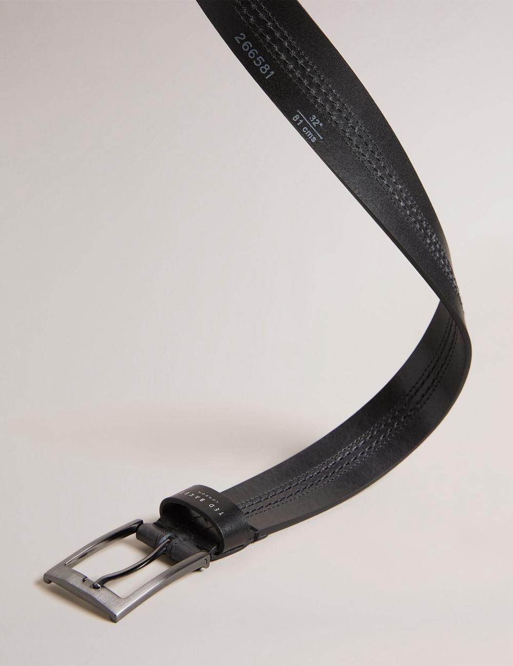 Ted Baker CRISIC - Stitch Detail Leather Gürtel Herren Schwarz | OMGSN-7129