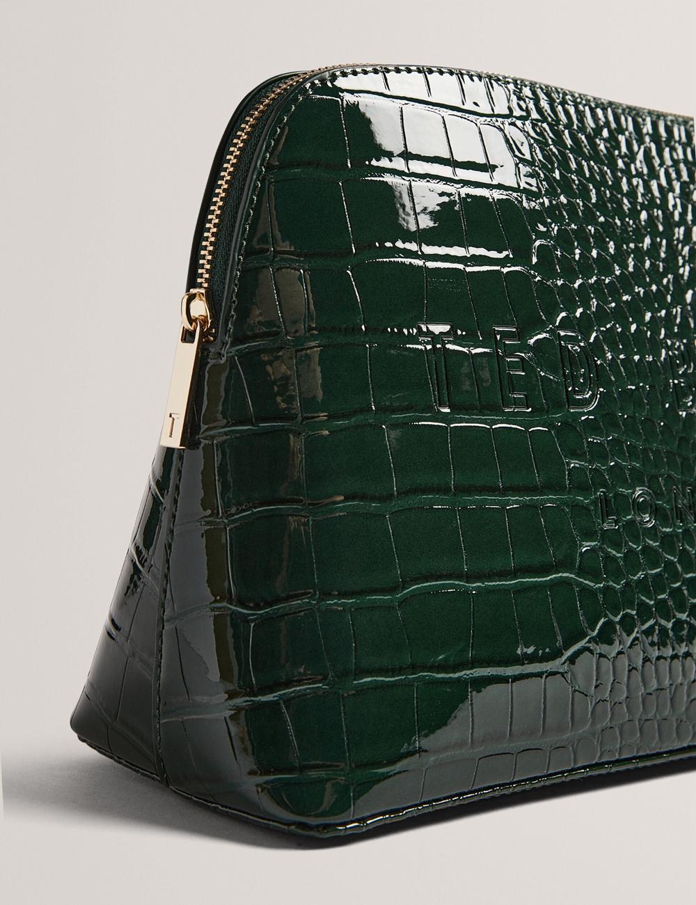 Ted Baker CROCANA - Croc Texture Faux Leather Kulturbeutel Damen Grün | ZWKSP-4013