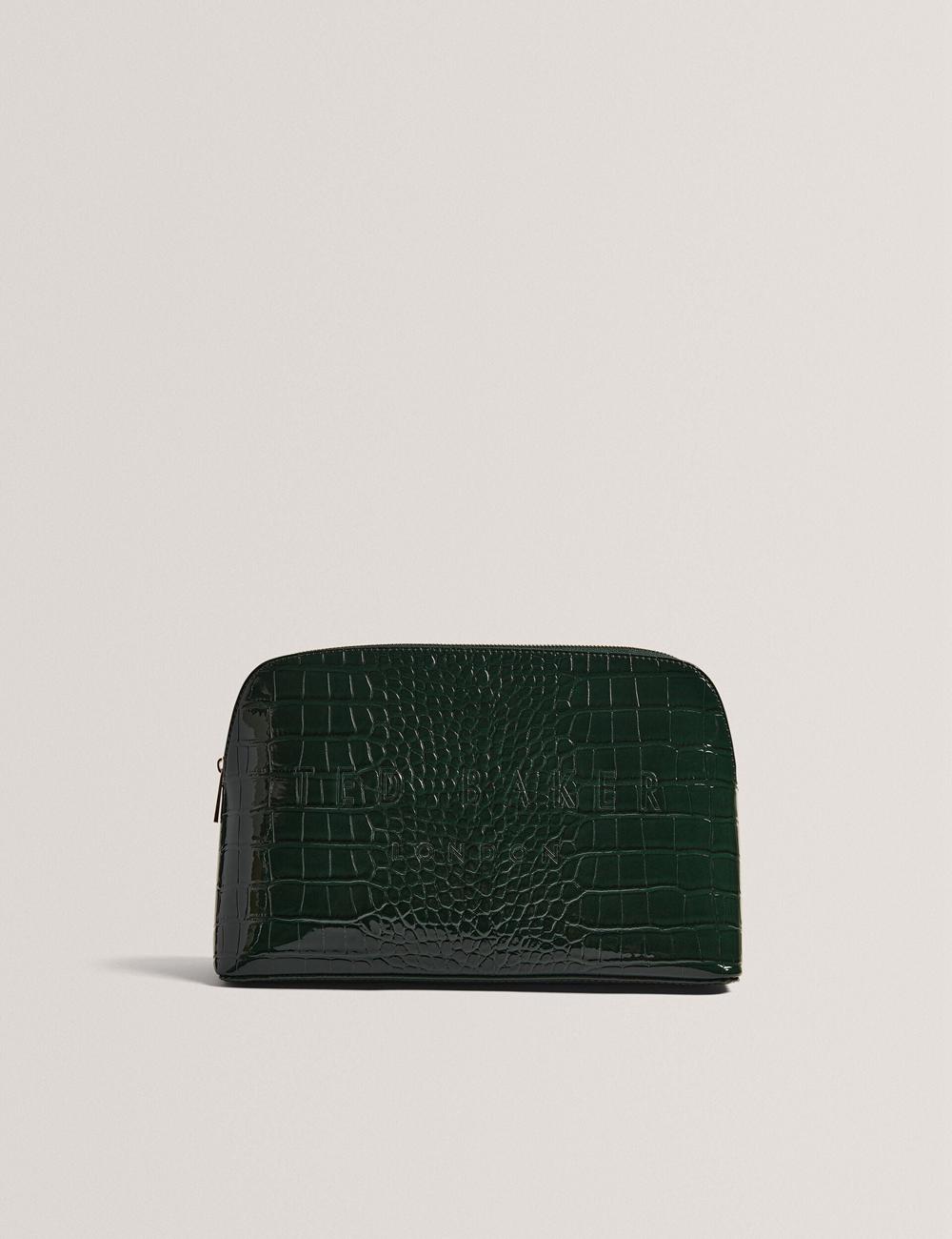 Ted Baker CROCANA - Croc Texture Faux Leather Kulturbeutel Damen Grün | ZWKSP-4013