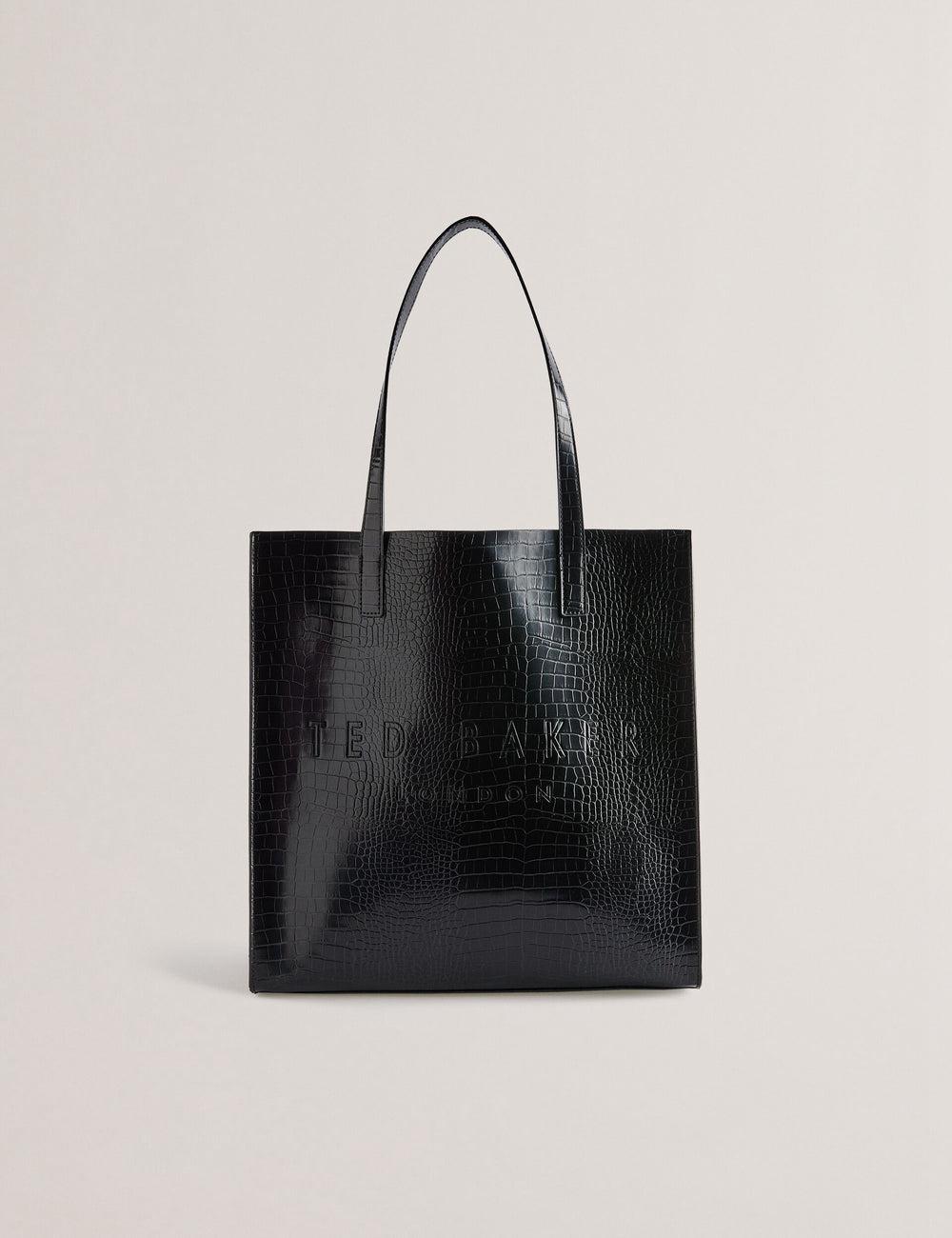 Ted Baker CROCCON - Large Croc Texture Icon Tragetaschen Damen Schwarz | YICSO-5724
