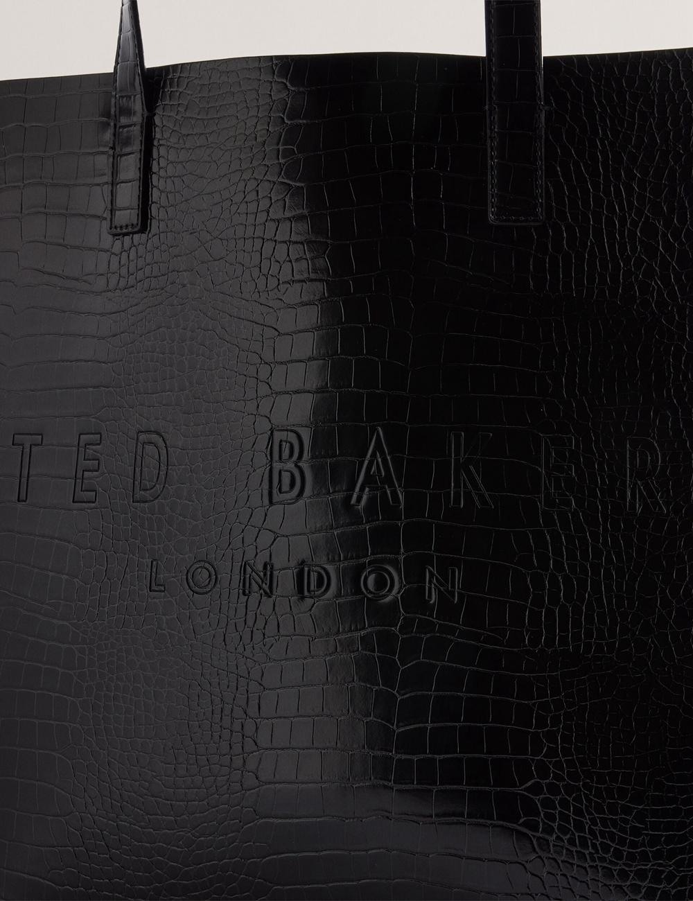 Ted Baker CROCCON - Large Croc Texture Icon Tragetaschen Damen Schwarz | YICSO-5724