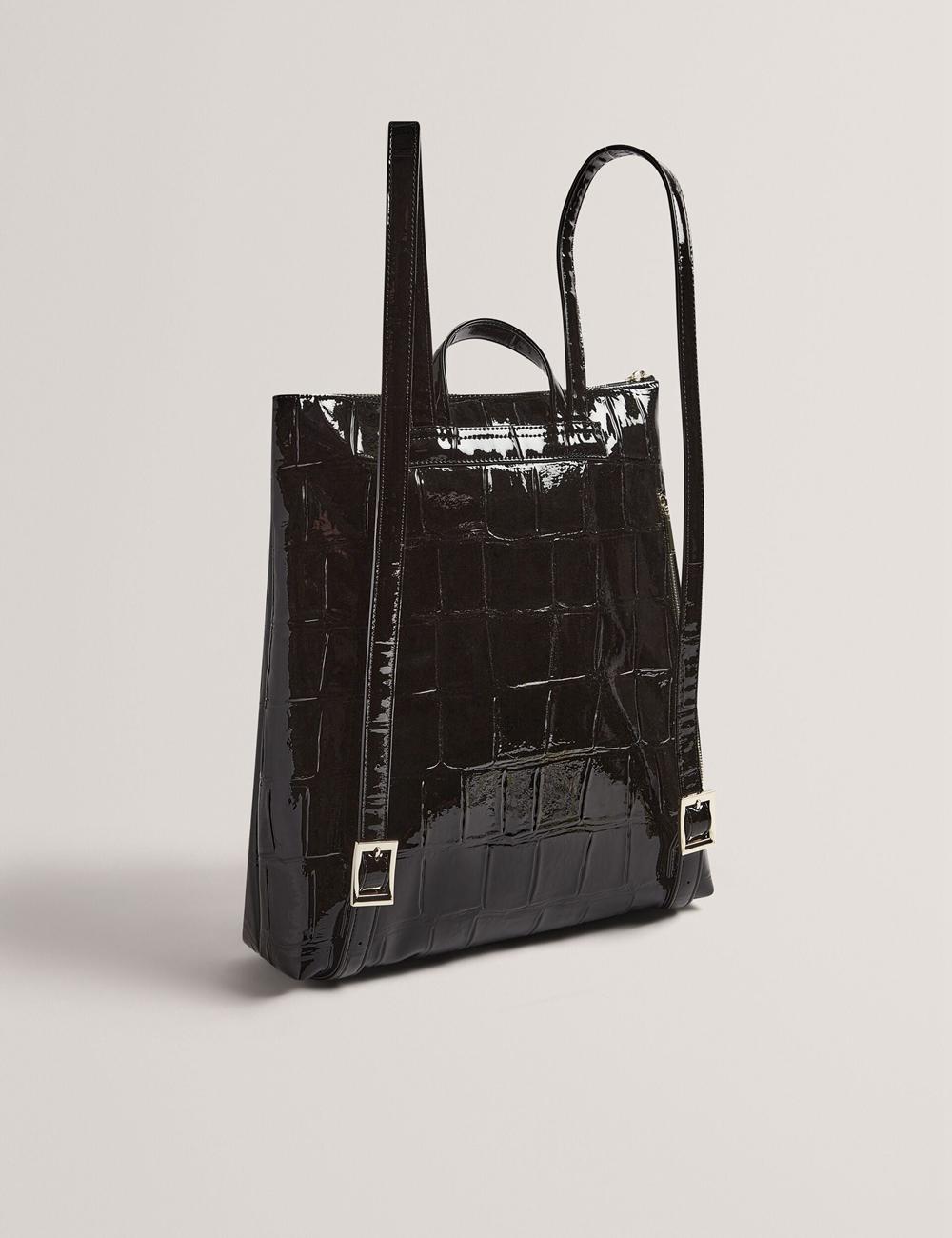 Ted Baker CROCLEE - Croc Effect Faux Leather Backpack Rucksäcke Damen Schwarz | UXZVM-3541