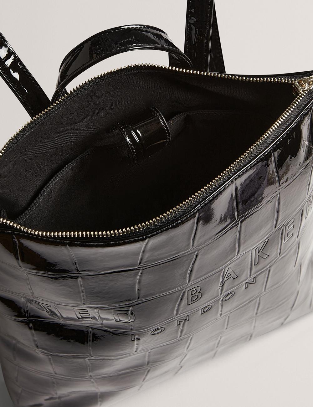 Ted Baker CROCLEE - Croc Effect Faux Leather Backpack Rucksäcke Damen Schwarz | UXZVM-3541