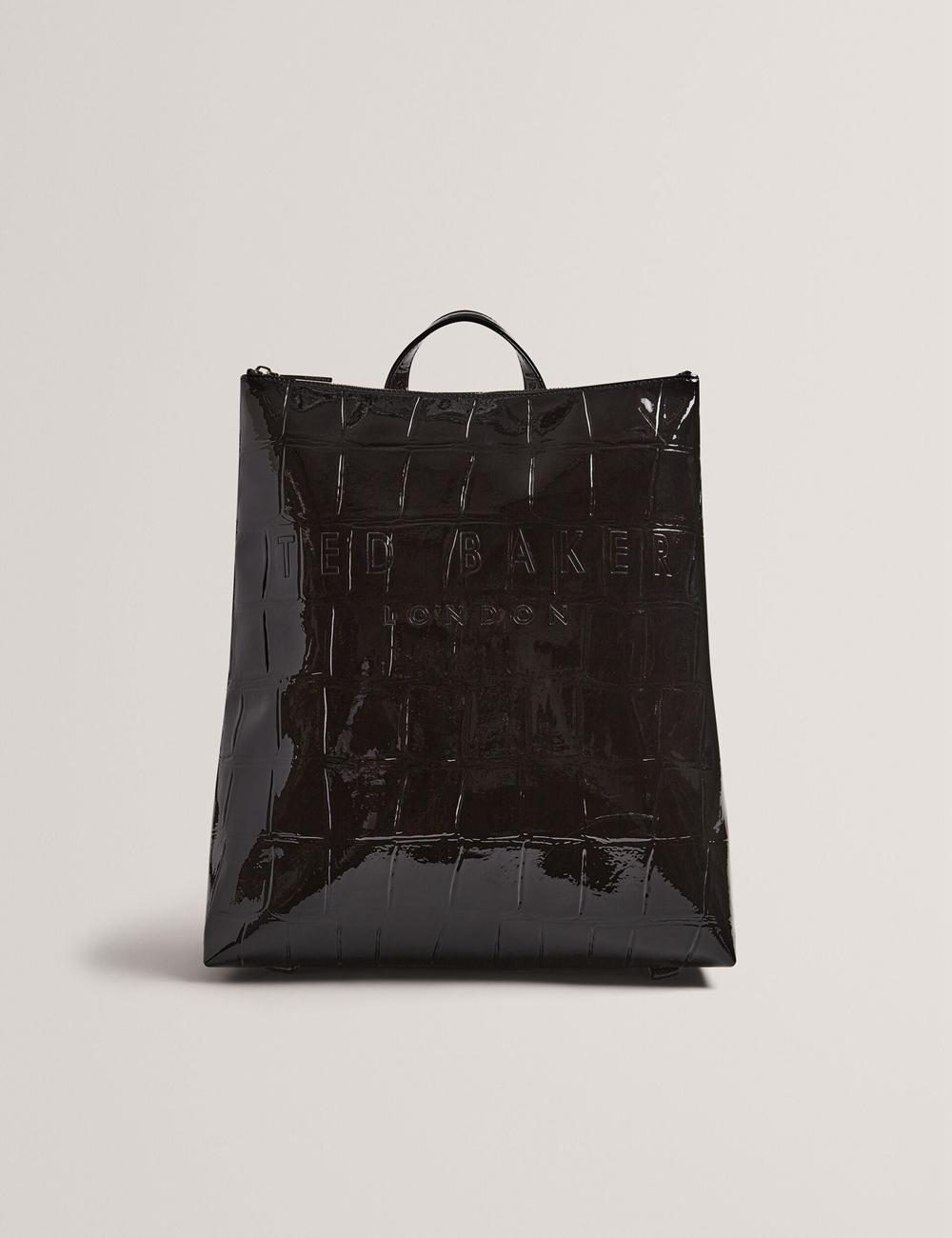Ted Baker CROCLEE - Croc Effect Faux Leather Backpack Rucksäcke Damen Schwarz | UXZVM-3541