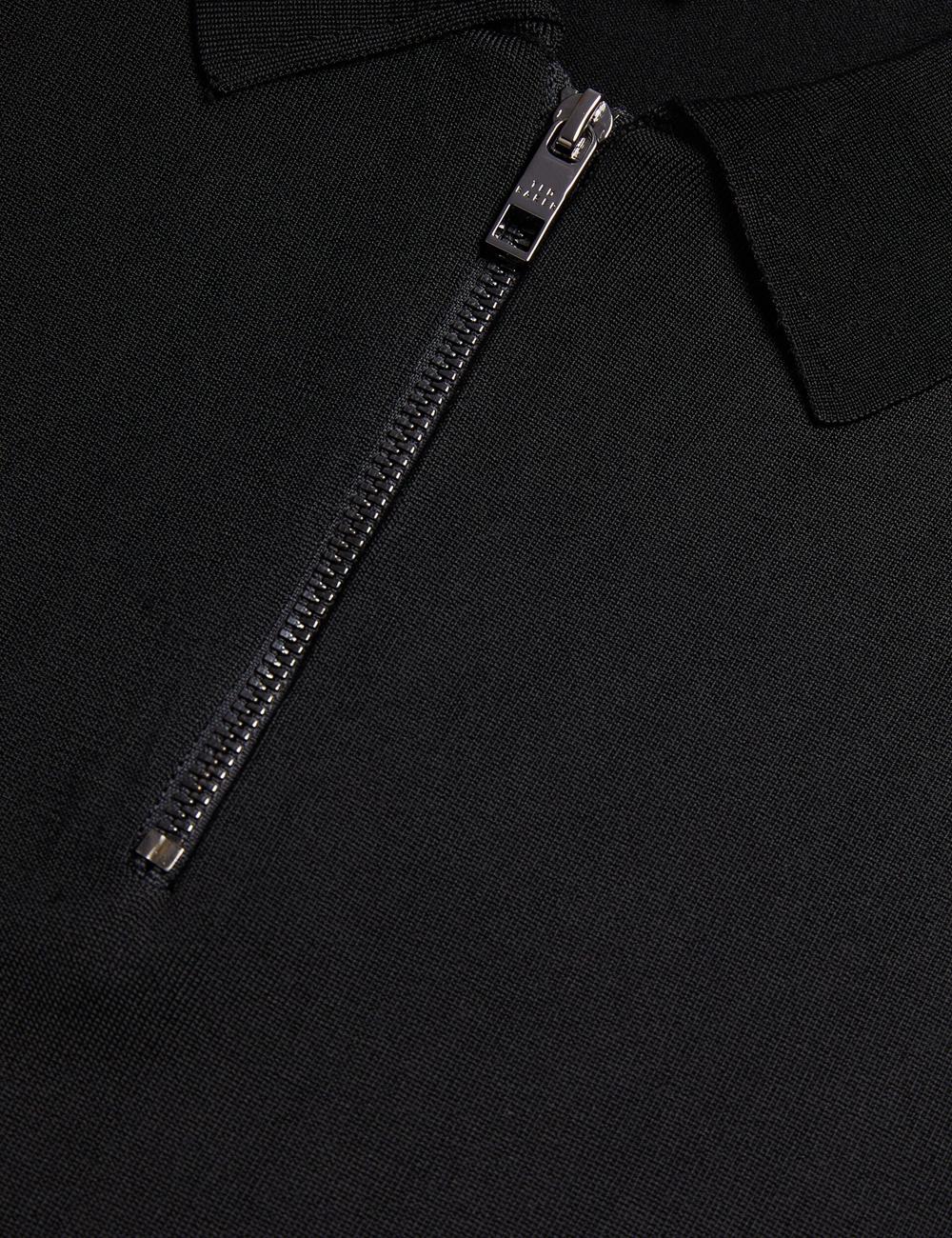 Ted Baker DALDIN - Zip Collar Stretch Knit Pullover Herren Schwarz | UASKD-7328