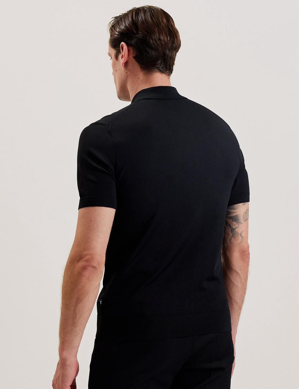 Ted Baker DALDIN - Zip Collar Stretch Knit Pullover Herren Schwarz | UASKD-7328