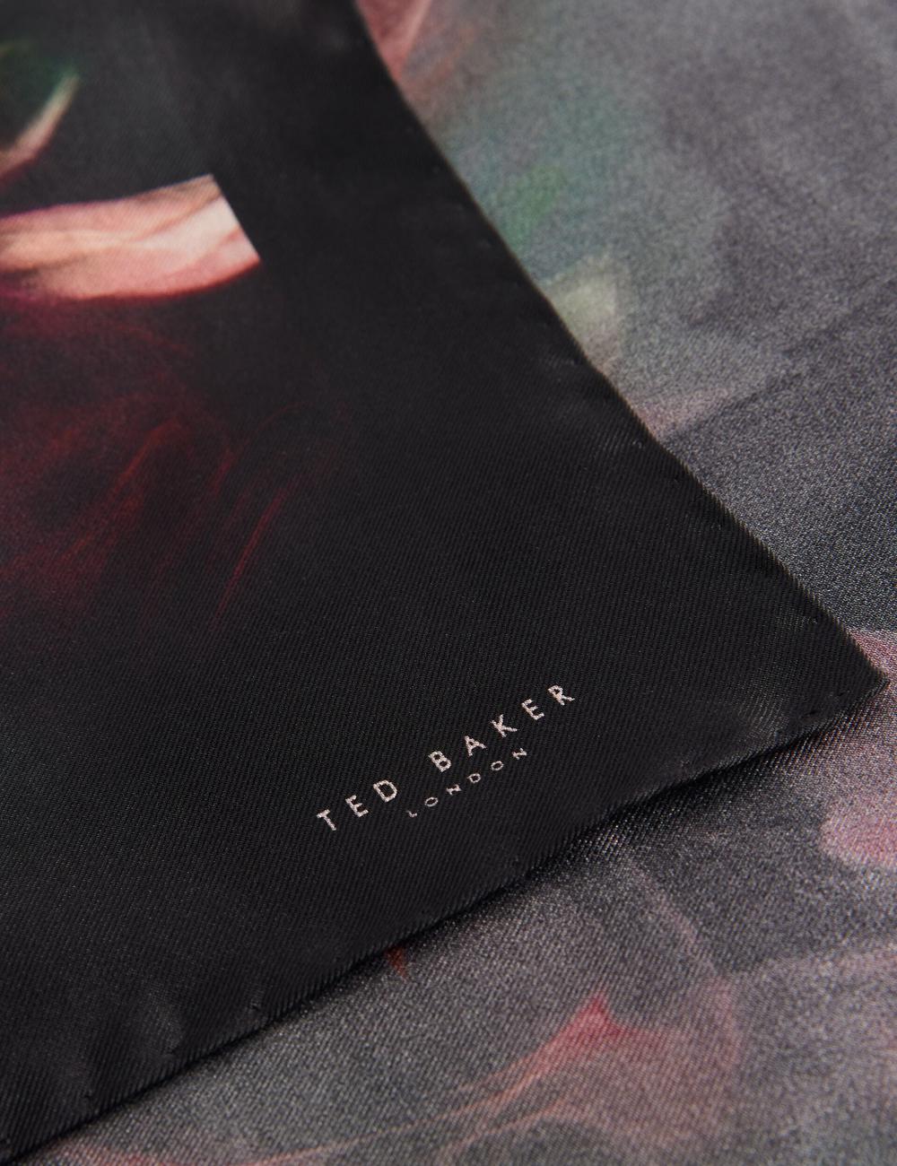 Ted Baker DALLASE - Smokey Floral Print Silk Pocket Einstecktücher Herren Schwarz | UVIJN-9560
