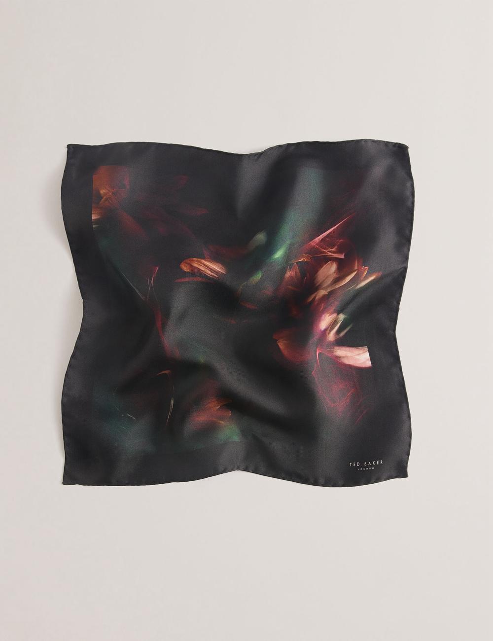 Ted Baker DALLASE - Smokey Floral Print Silk Pocket Einstecktücher Herren Schwarz | UVIJN-9560