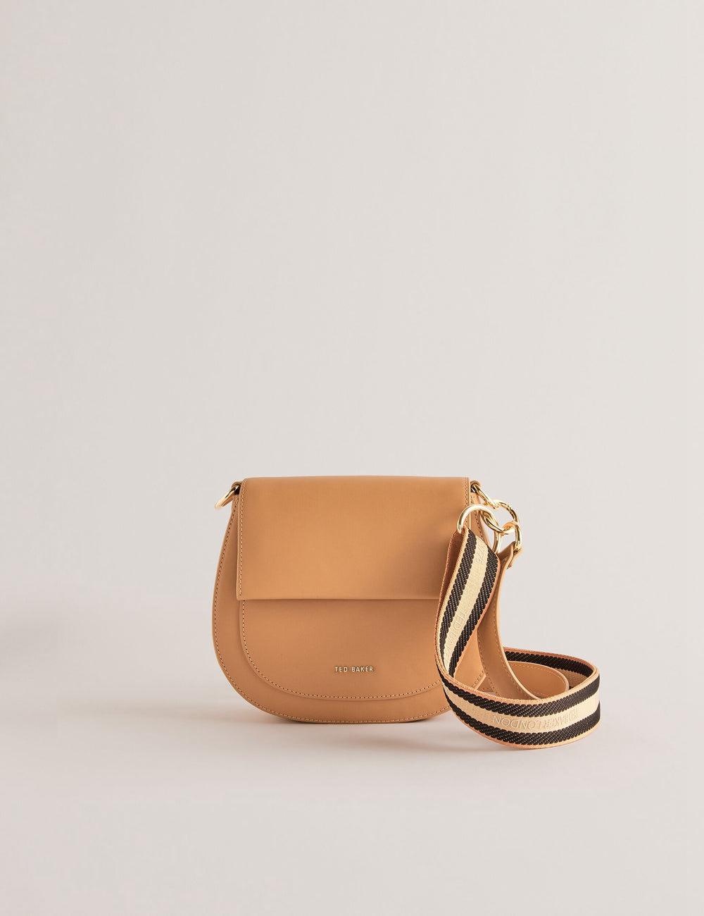 Ted Baker DARCELL - Leather Webbing Crossbody Satchel Schulranzen Damen Taupe | EXNGI-9782