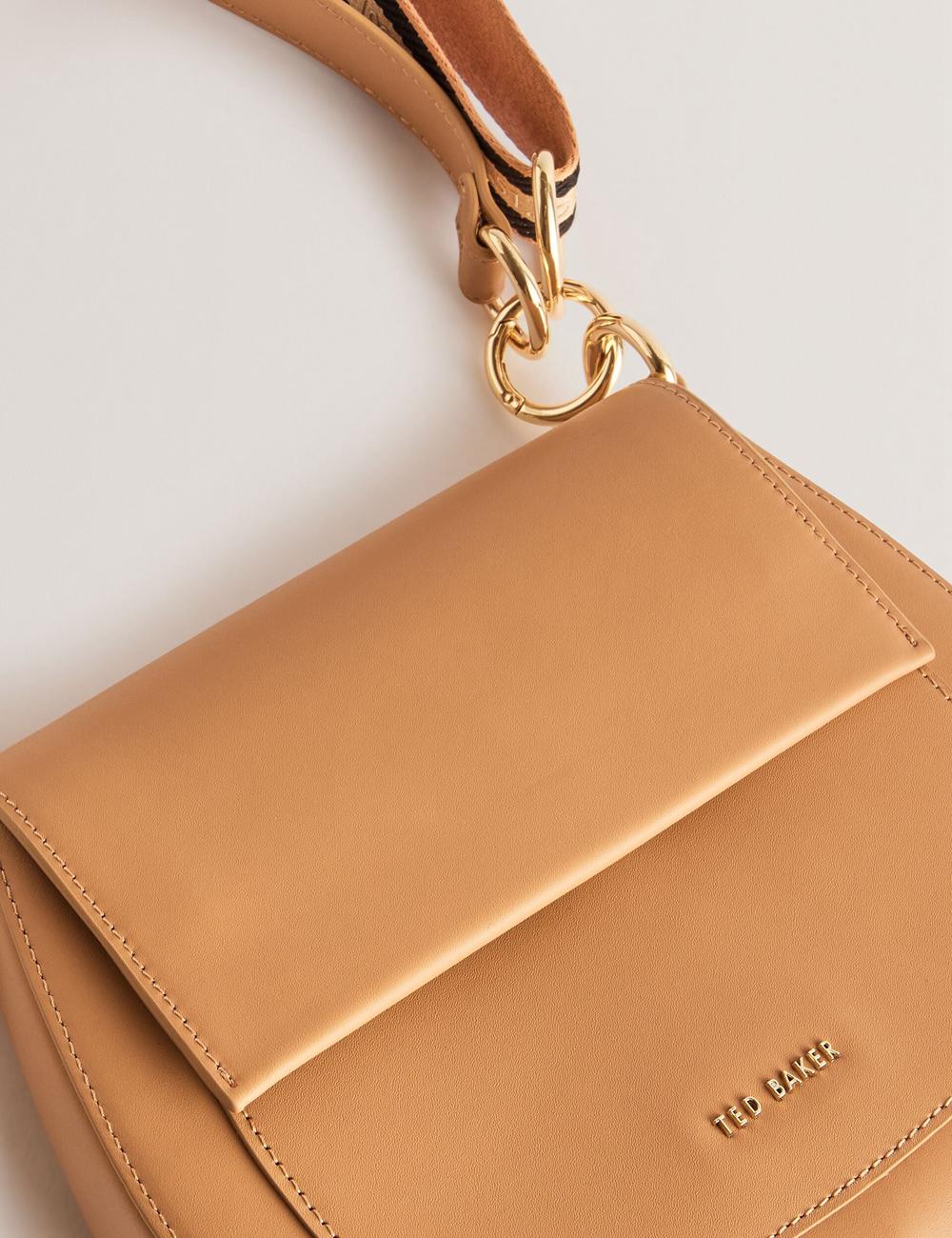 Ted Baker DARCELL - Leather Webbing Crossbody Satchel Schulranzen Damen Taupe | EXNGI-9782