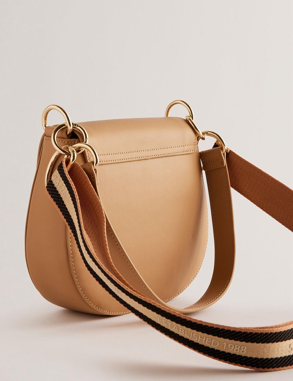 Ted Baker DARCELL - Leather Webbing Crossbody Satchel Schulranzen Damen Taupe | EXNGI-9782