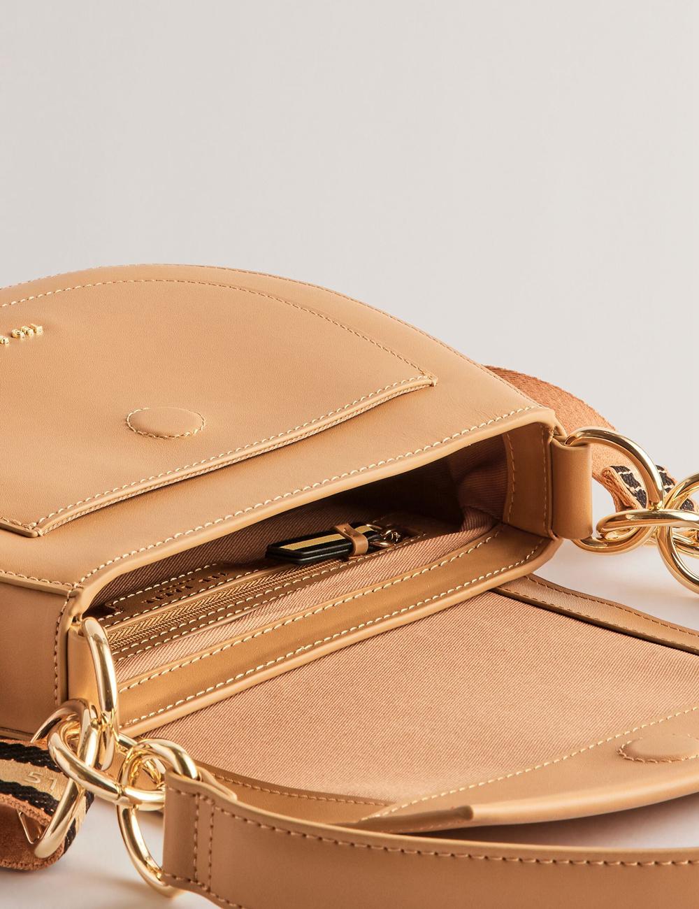 Ted Baker DARCELL - Leather Webbing Crossbody Satchel Schulranzen Damen Taupe | EXNGI-9782