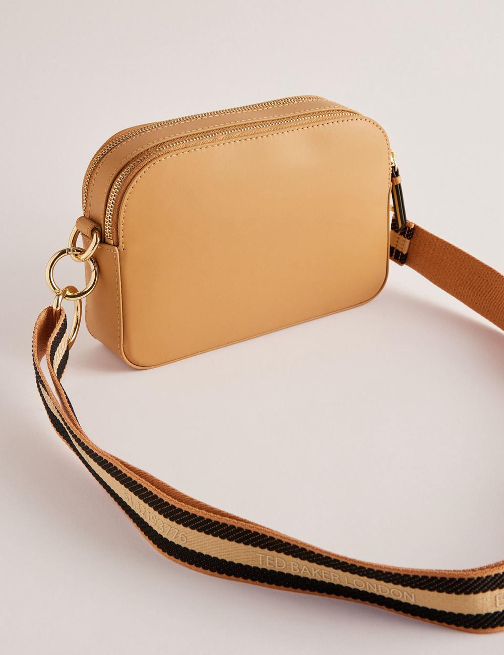 Ted Baker DARCELO - Leather Double Zip Crossbody Camera Kameratasche Damen Taupe | JANQF-9185