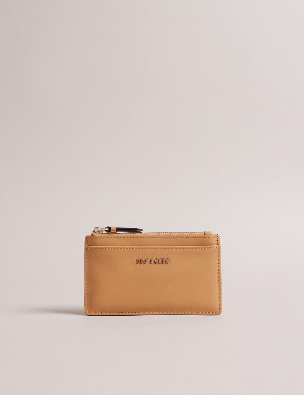 Ted Baker DARCENA - Branded Leather Zip Coin Geldbörse Damen Taupe | HNLGW-4392