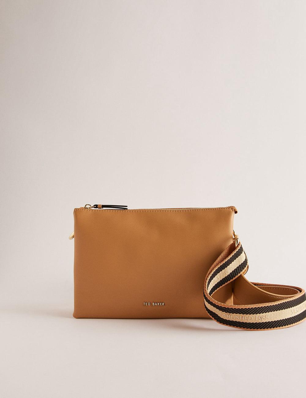 Ted Baker DARCEYY - Leather With Webbing Strap Umhängetasche Damen Taupe | BLYOJ-7065