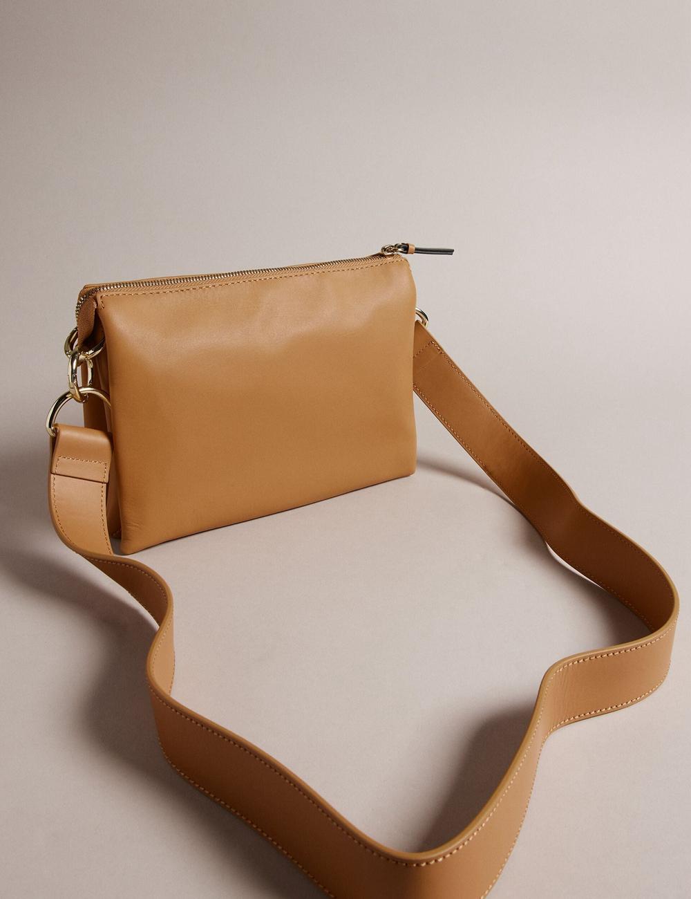 Ted Baker DARCEYY - Leather With Webbing Strap Umhängetasche Damen Taupe | BLYOJ-7065