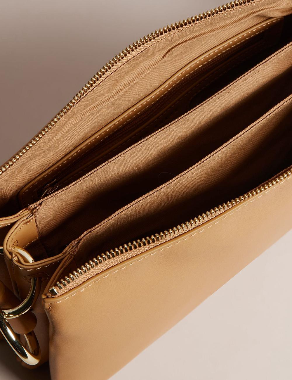 Ted Baker DARCEYY - Leather With Webbing Strap Umhängetasche Damen Taupe | BLYOJ-7065