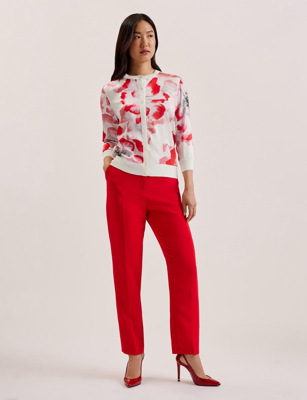 Ted Baker DARCIYY - Printed Front 3/4 Sleeve Strickjacke Damen Ivory | DHJTP-2596