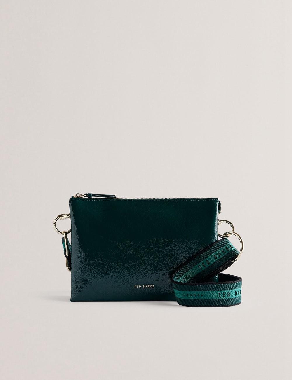 Ted Baker DAWCEY - Crinkled Patent Leather Umhängetasche Damen Grün | SXITL-7243