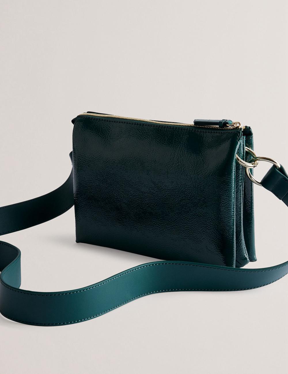 Ted Baker DAWCEY - Crinkled Patent Leather Umhängetasche Damen Grün | SXITL-7243