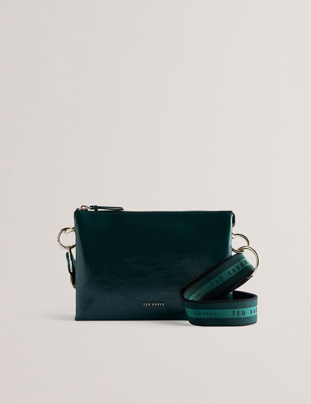 Ted Baker DAWCEY - Crinkled Patent Leather Umhängetasche Damen Grün | SXITL-7243