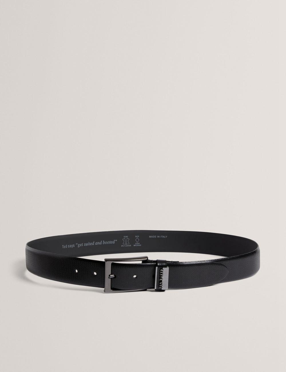 Ted Baker DAWSONS - Textured T Pattern Leather Gürtel Herren Schwarz | HFAKR-4801