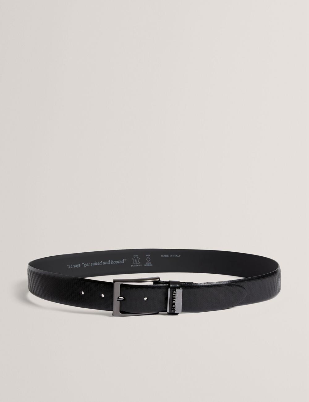 Ted Baker DAWSONS - Textured T Pattern Leather Gürtel Herren Schwarz | HFAKR-4801