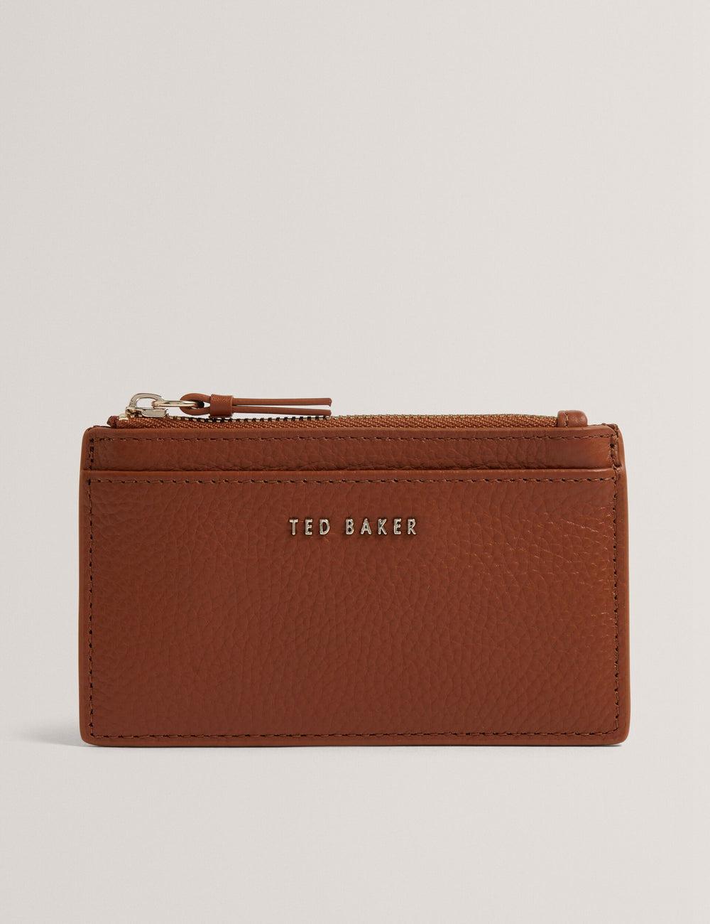 Ted Baker DELFIE - Textured Leather Zipped Card Holder Kartenhalter Damen Braun | AZUQH-7284