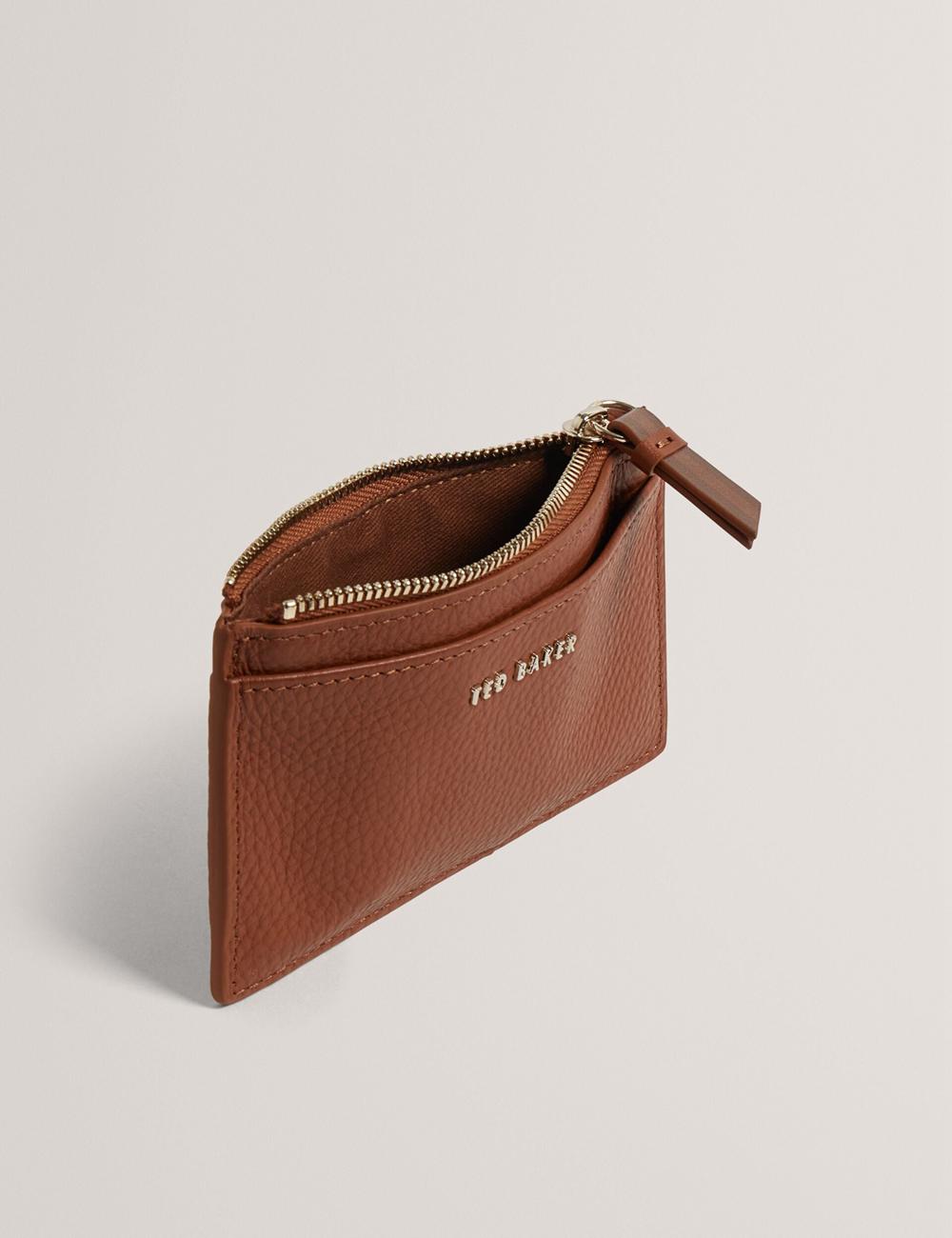 Ted Baker DELFIE - Textured Leather Zipped Card Holder Kartenhalter Damen Braun | AZUQH-7284